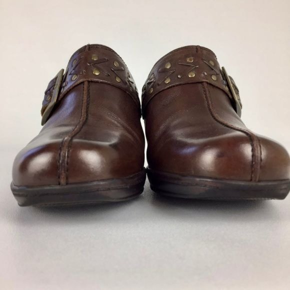 Clarks Womens Mirabelle Brown Leather Heeled Mules Comfort Shoes size 7.5W Wide - Picture 5 of 16